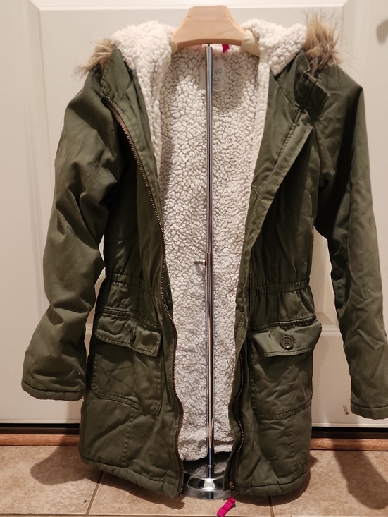 The Children's Place Other - The Children's Place Girls Hooded Sherpa Lined Parka Jacket Olive Green L 10/12